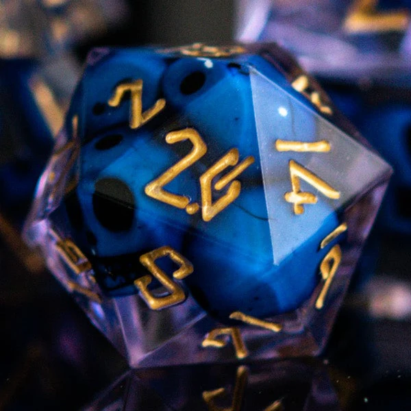 Corpse Blue and Lavender Sharp-Edged Resin Dice Set - Image 4