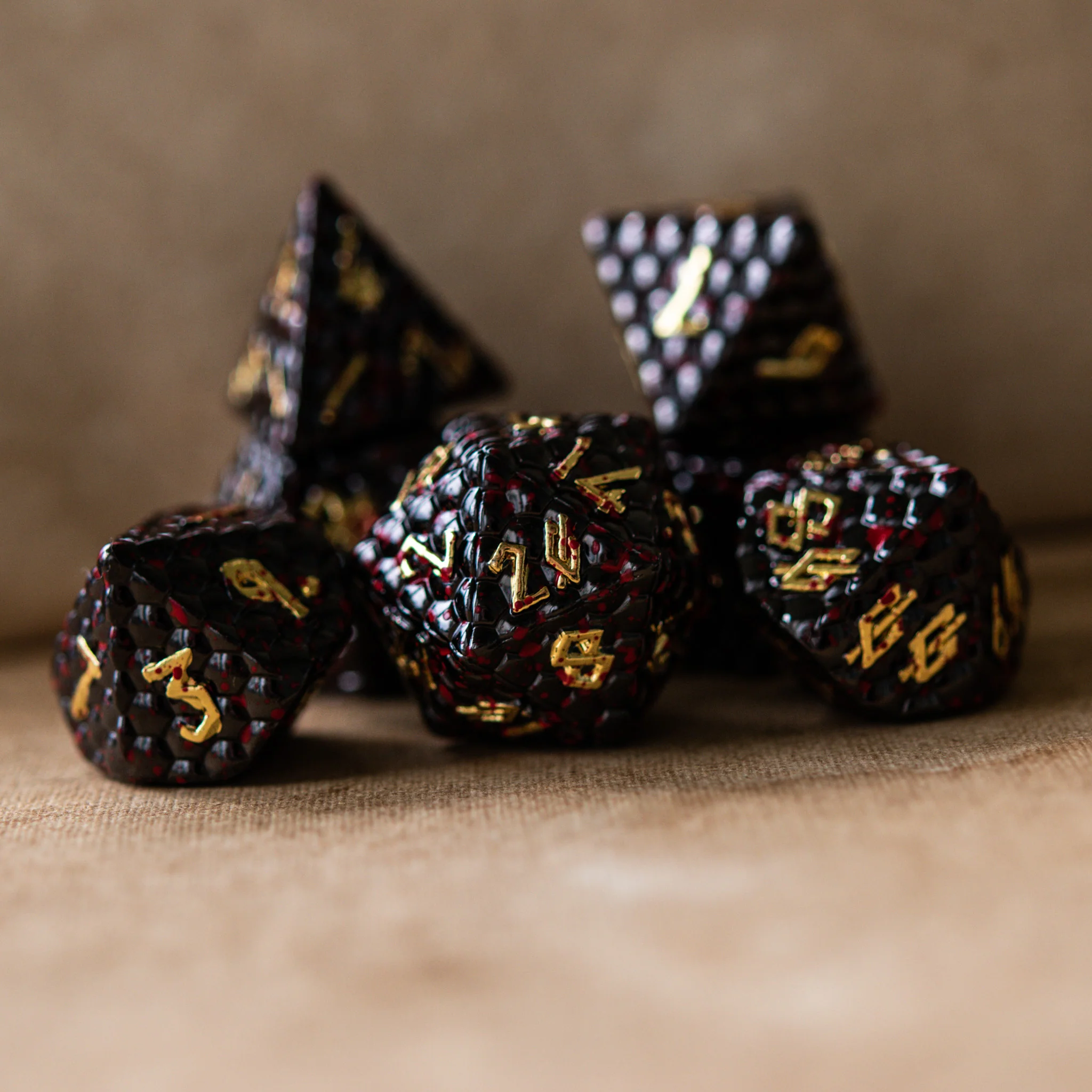 Bloodied Black Dragon's Egg Metal Dice Set - Image 5