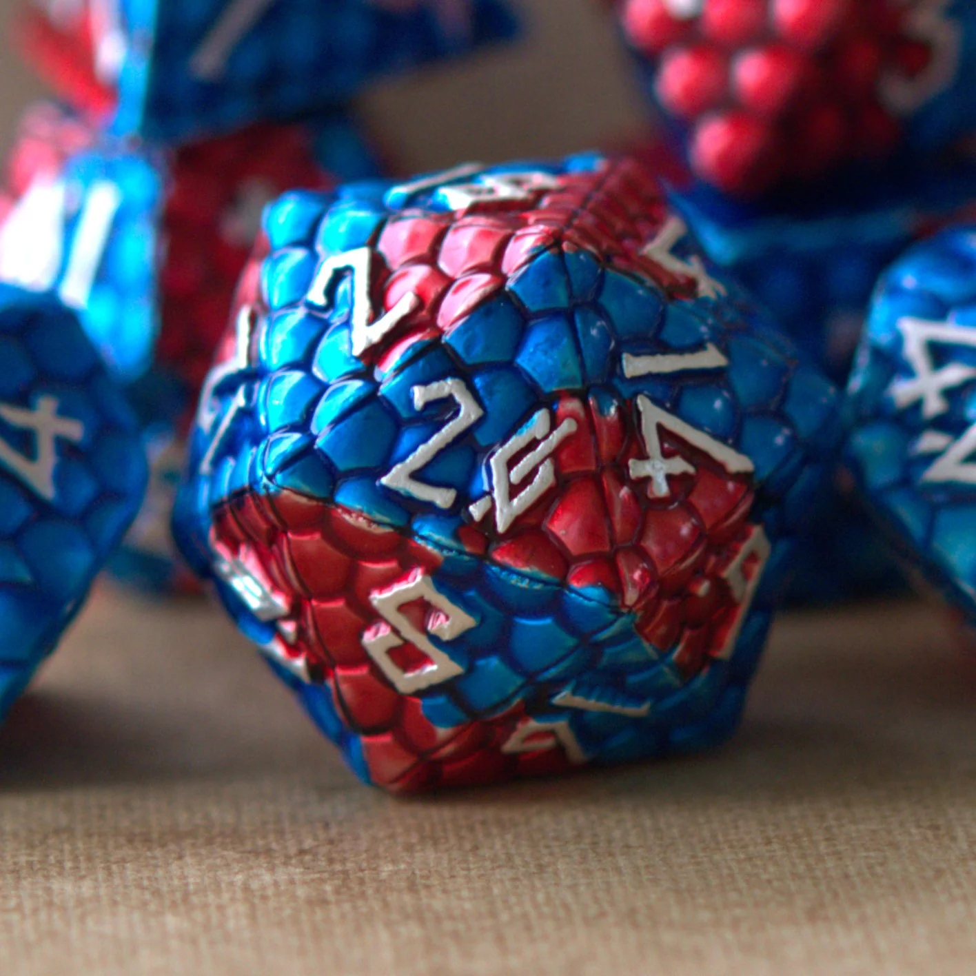 Fire and Ice Dragon's Egg Metal Dice Set - Image 3
