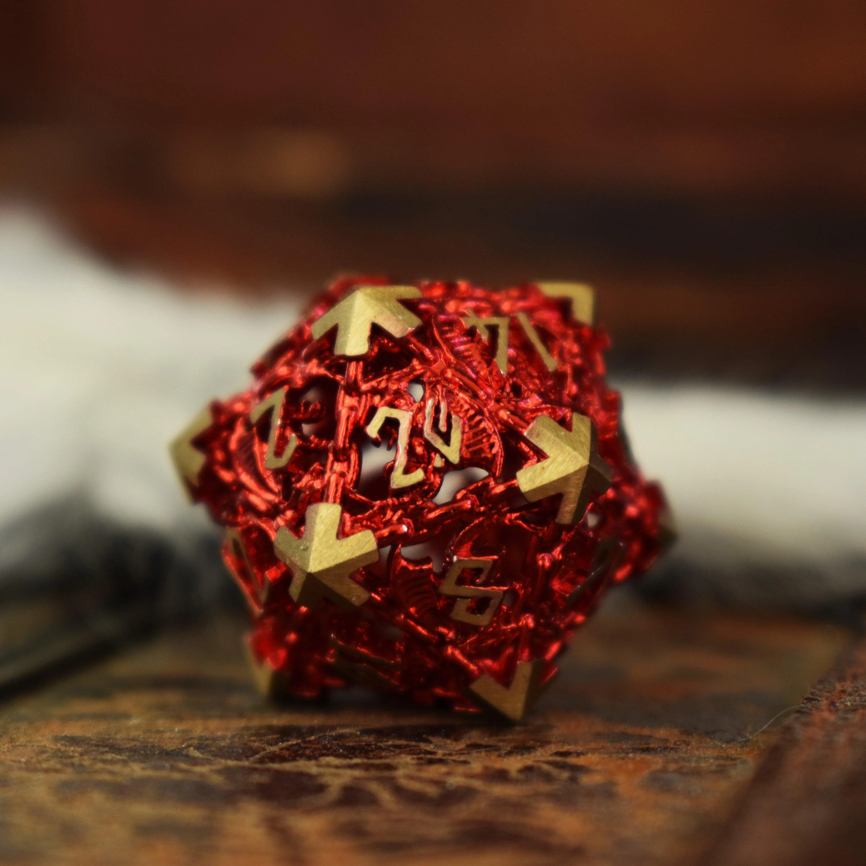 Dragon's Lair Hollow Metal Dice Set - Red - Image 3