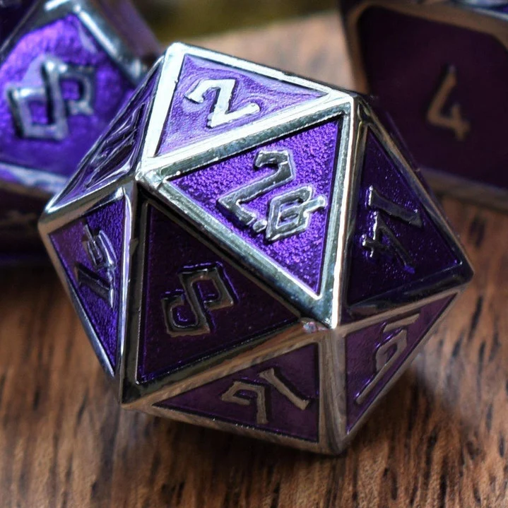 Elder Runes Purple And Silver Metal Dice Set - Image 4