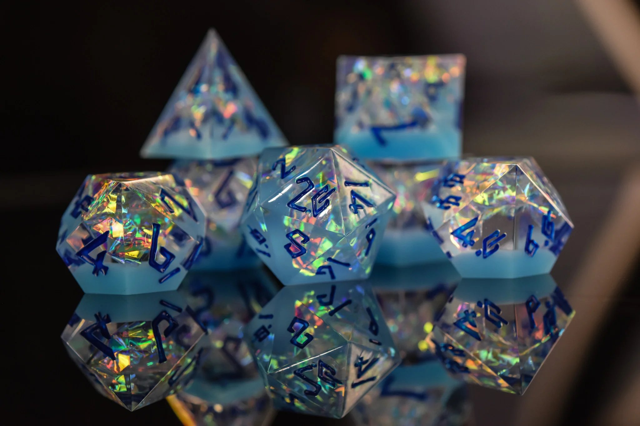Ice Storm Sharp-Edged Resin Dice Set - Image 3