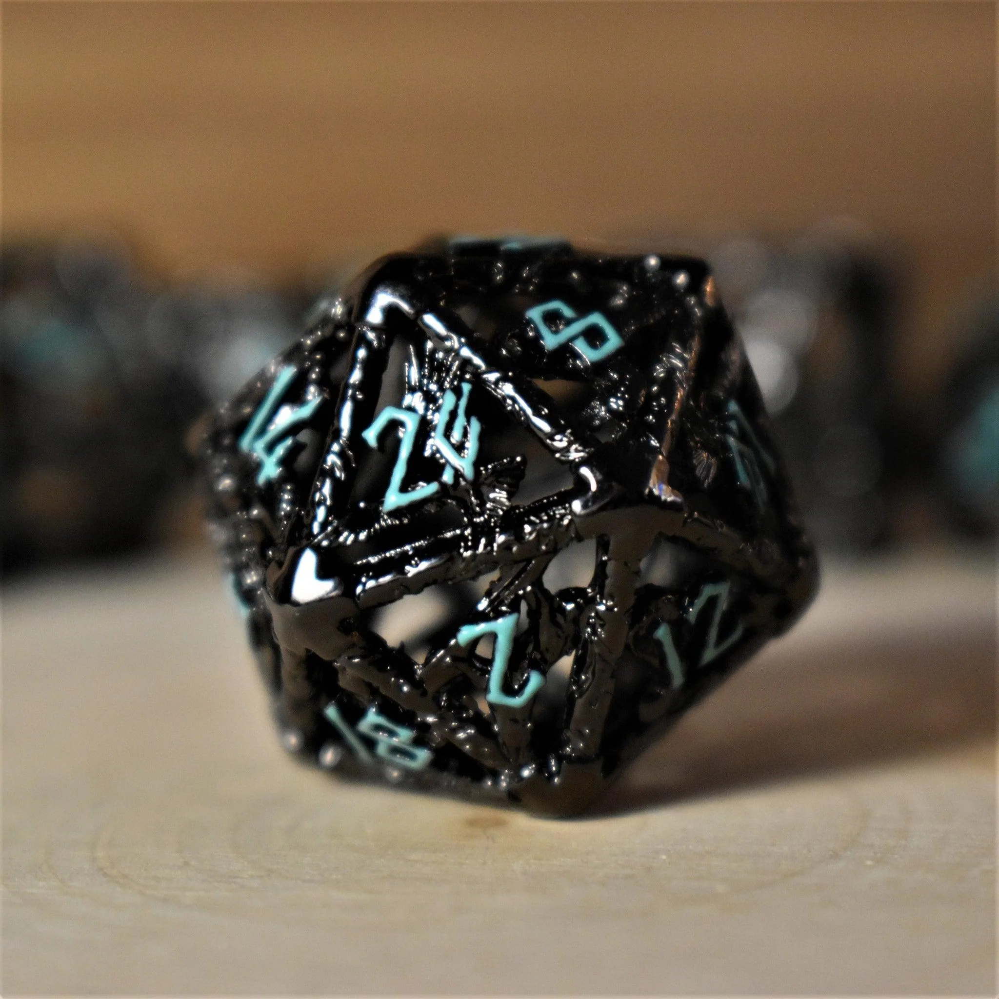 Legends of Valhalla - Black and Blue Hollow Metal Dice Set - Image 4