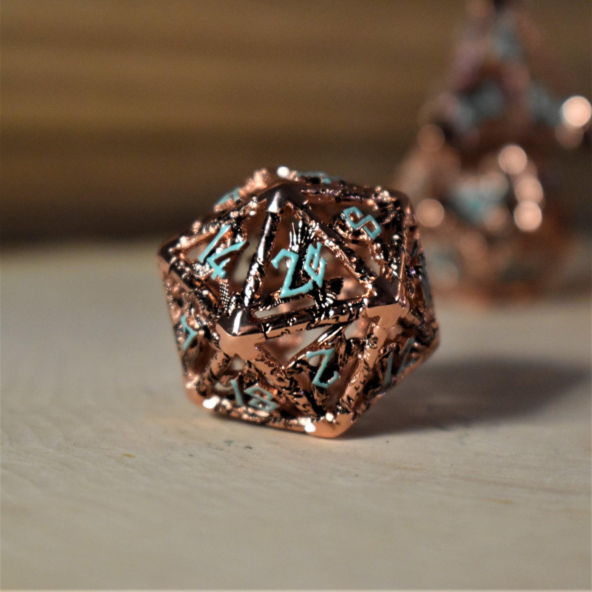 Legends of Valhalla - Copper and Blue Hollow Metal Dice Set - Image 3