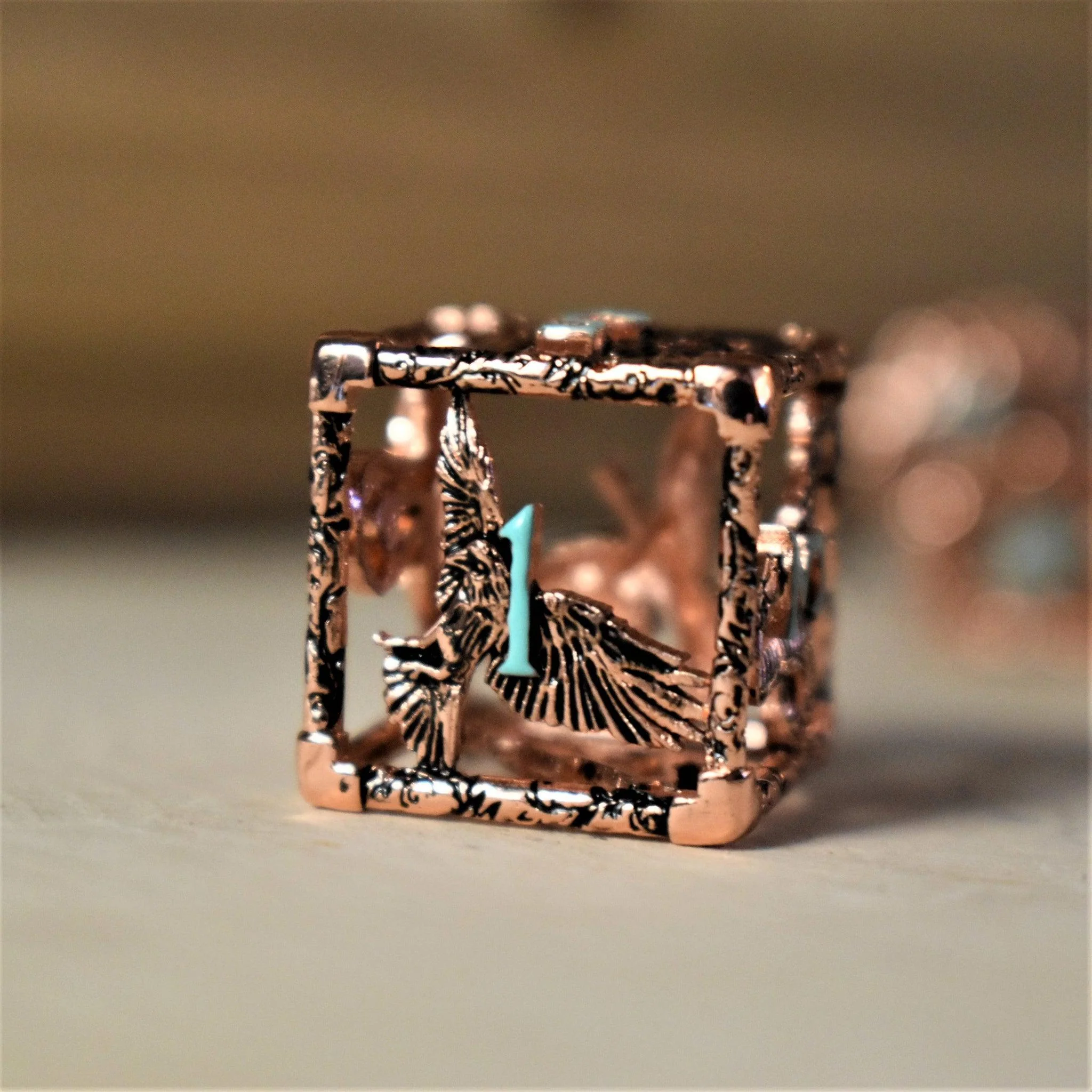 Legends of Valhalla - Copper and Blue Hollow Metal Dice Set - Image 6