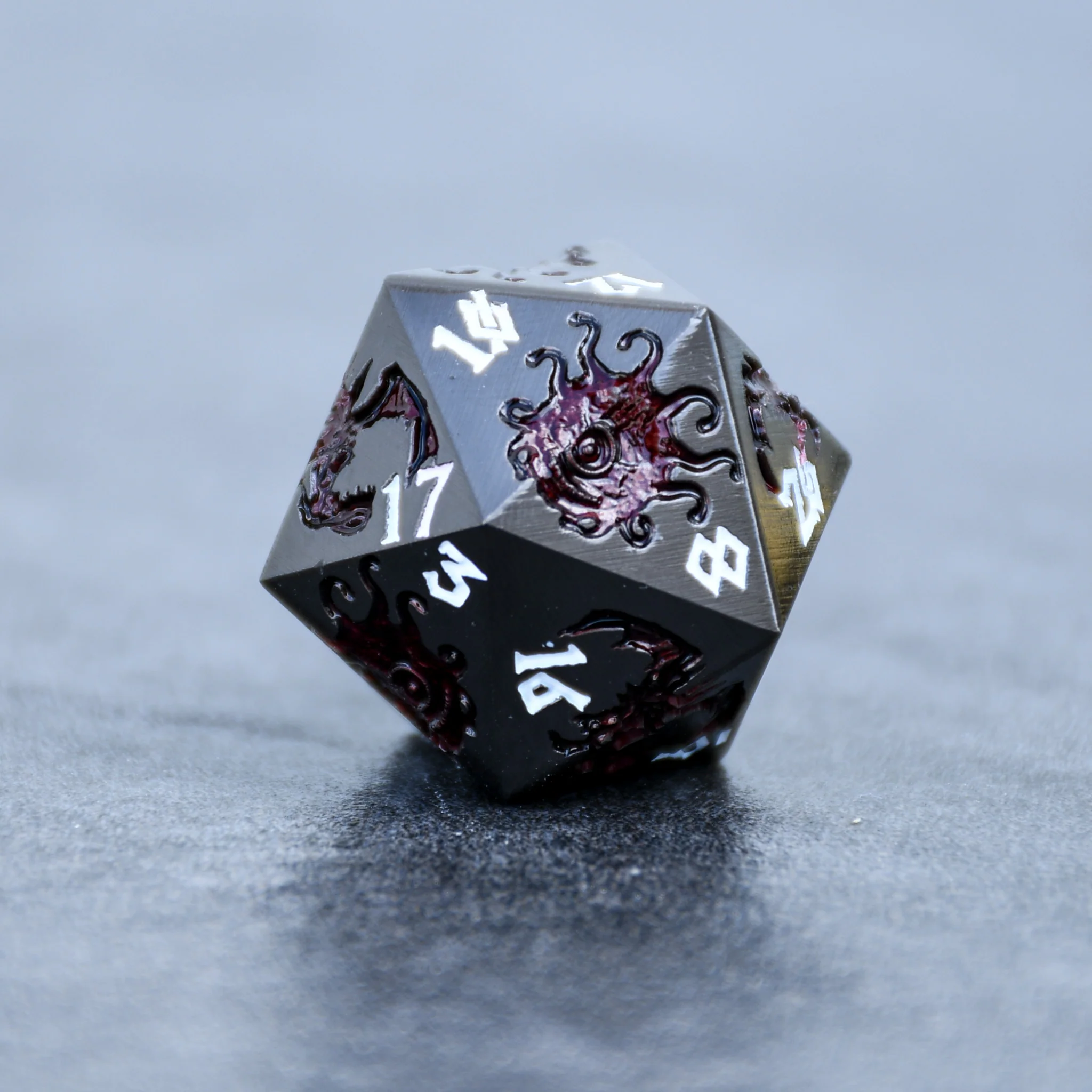 Monster Manual Dice - Gunmetal and Crimson - Image 3