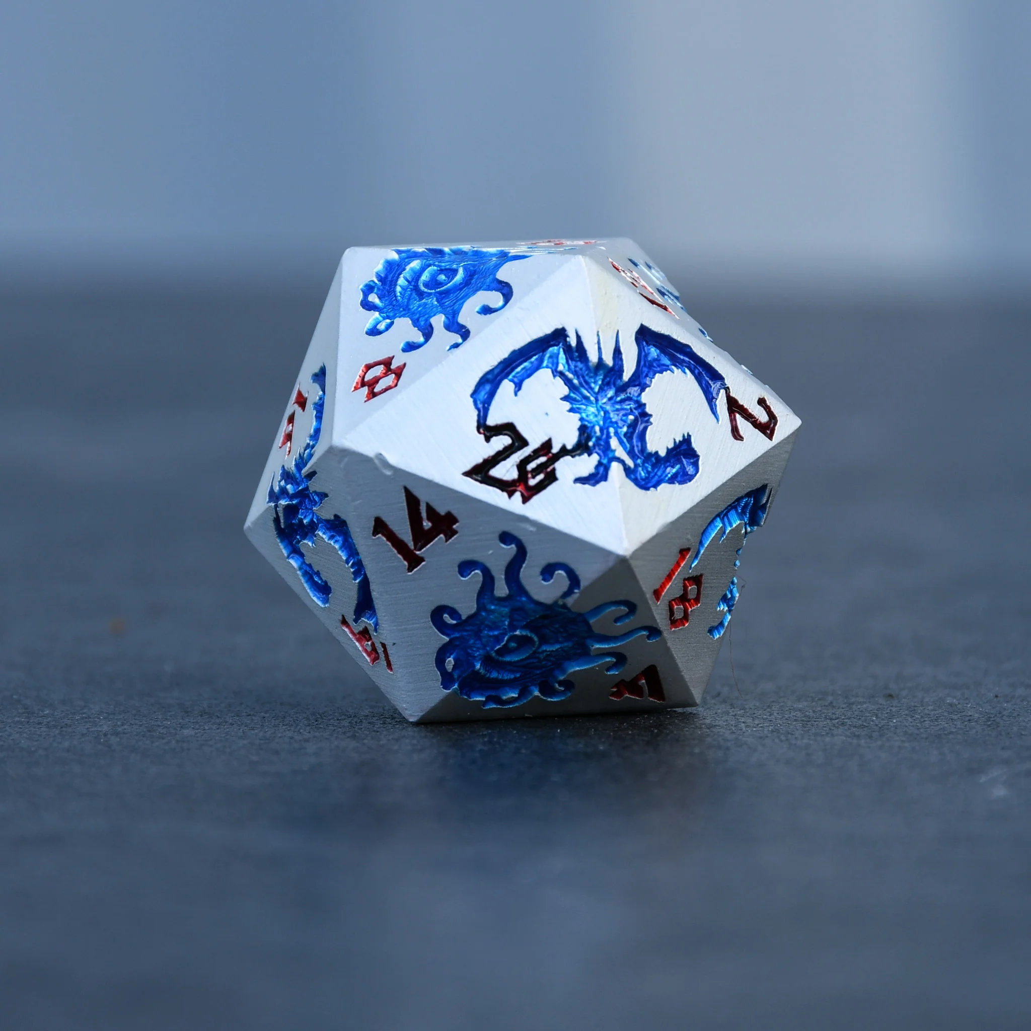 Monster Manual Dice - Silver and Blue - Image 3